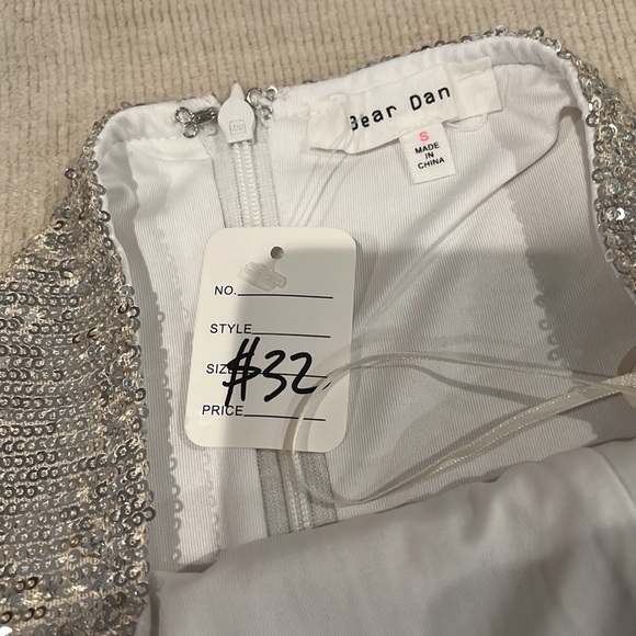 White/Silver Sequin Mini Dress - Picture 4 of 4
